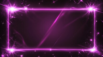 Fototapeta premium Purple glowing frame with sparkle accents