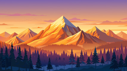 sunset in mountains vector illustration 