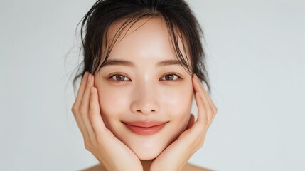 スキンケアをする20代の女性（ビューティー・美肌・アジア人）