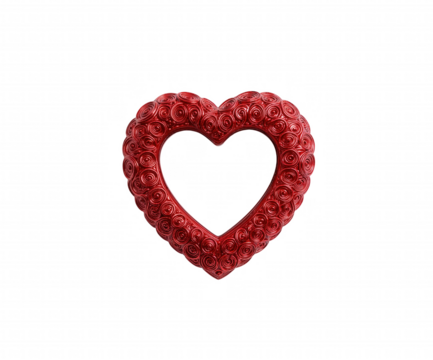 Captivating Lucid Realism, A Beautifully Crafted Red Glossy Heart-Shaped Photo Displaying Intricate Circular Details and Reflections