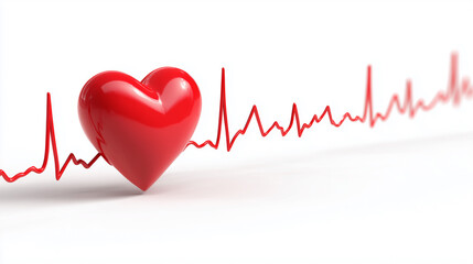 Healthcare Symbol With Heartbeat and Red Heart