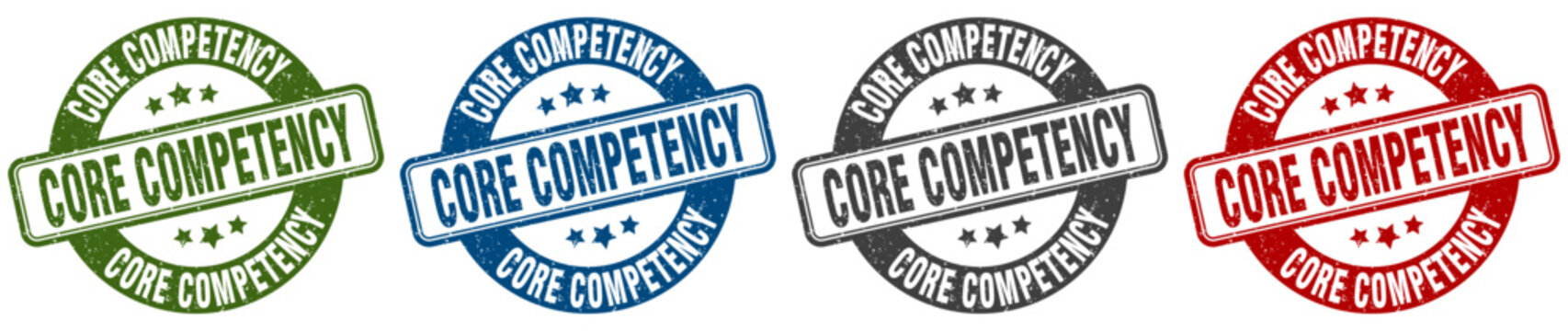 core competency stamp. core competency round stamp set isolated on white background