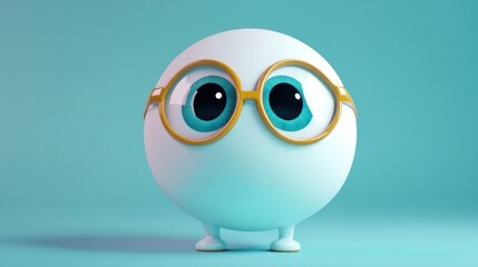 Obraz premium Cute round character with glasses
