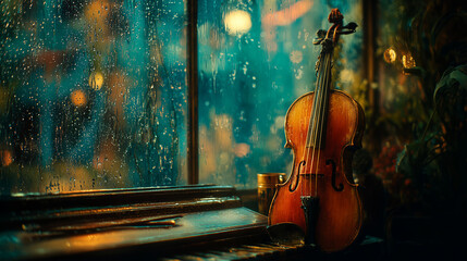 violin and rain 