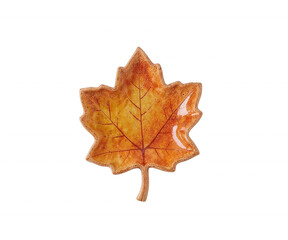 Fototapeta premium Exquisite autumn leaf shaped dish with intricate design, showcasing vibrant autumnal hues and textures evoking a sense of seasonal beauty