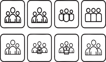Black and White Group of People Icons