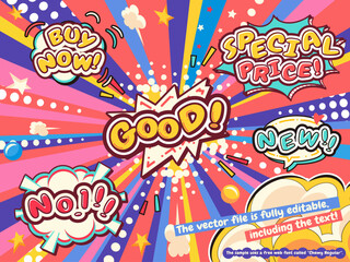 Harajuku Pop Art Speech Bubbles Set