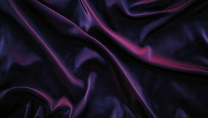 Fototapeta premium Luxurious Black and Deep Purple Silk Fabric with Soft Folds Creating a Rich Visual Scene