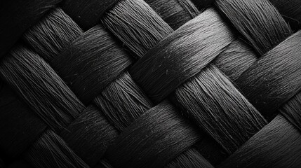 Intertwined black fibers creating textured pattern background