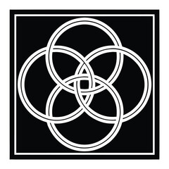 Abstract Black and White Interlocking Circles Graphic Design Element Four Solid Black Double