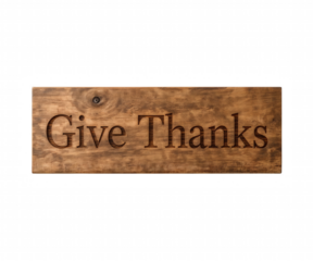 Rustic Wooden Sign Displaying the Phrase 'Give Thanks' in a Warm and Inviting Tone, Perfect for Autumn and Seasonal Decorations