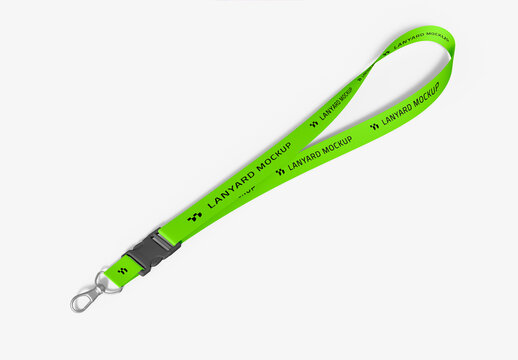 Green Lanyard Mockup White Background