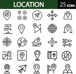 Location Web Icon Set in Line Style
