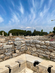 The bath house and toilet of the Ancient Greece Greek and the Roman Empire, the ruins site of...
