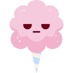 Pink Cotton Candy Bored Face Cartoon