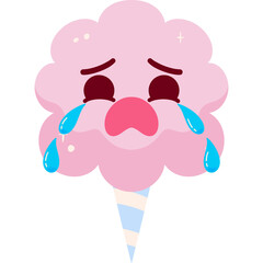 Pink Cotton Candy Crying Face Cartoon