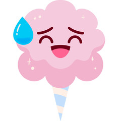 Pink Cotton Candy Relieved Face Cartoon