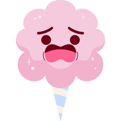 Pink Cotton Candy Scared Face Cartoon