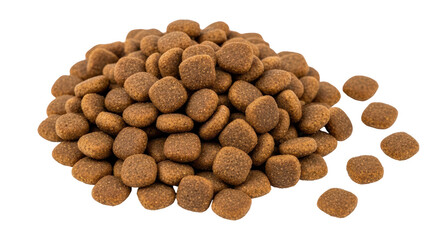 Isolated Pile of Dog Food Kibble on White Background