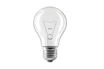 Transparent light bulb on black background, representing ideas, with creative potential