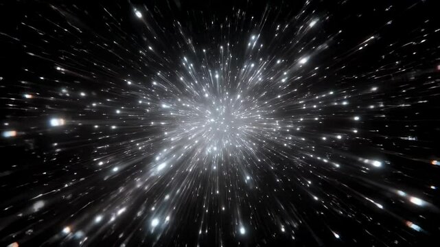 Dynamic Starfield Effect: Abstract Journey Through Hyperspace with Streaking Light and Particle Trails