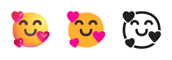 Fototapeta premium Smiling Face with Hearts Icon 