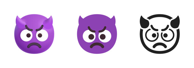 Fototapeta premium Angry Face With Horns Icon 