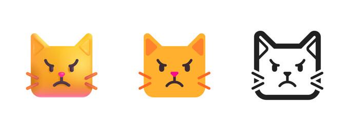 Fototapeta premium Pouting Cat Face Icon 