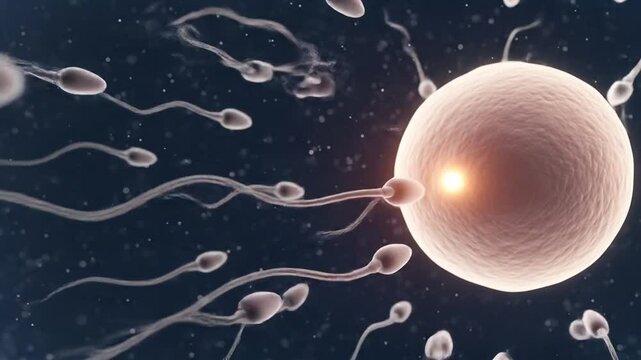 Sperm cells fertilizing ovum