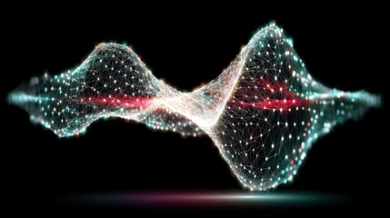 Abstract Digital Waveform: Glowing Network of Nodes and Lines