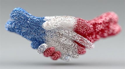 France and a Nation in Unity: A 3D Handshake Representing Partnership