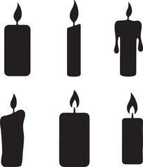 Set of candle silhouette. candle silhouettes design. Elegant set of candle silhouette vector illustration. birthday candle silhouette design