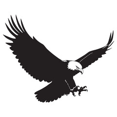 Obraz premium Majestic bald eagle silhouetted in flight depicting freedom and power in black and white