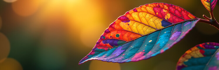 vibrant shot kaleidoscopic leaf splattered abstract brushstrokes bold geometric patterns set soft focus