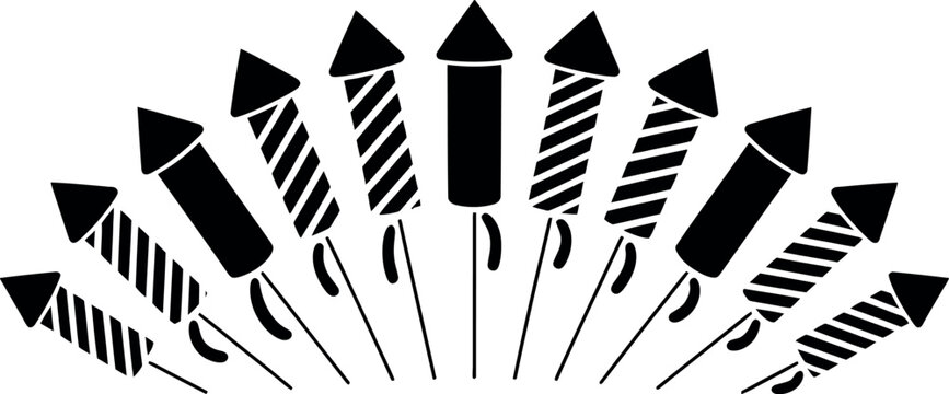 Vector illustration: Festive black fireworks, celebration design, party mood.