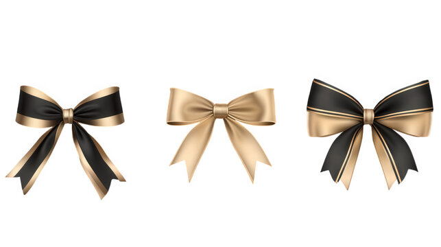 Gold bow on transparent background