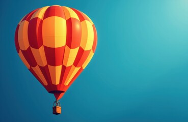 Fototapeta premium Colorful hot air balloon floating in clear sky with space for text or design elements