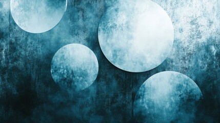 Abstract blue grunge background with overlapping circles creating depth and texture