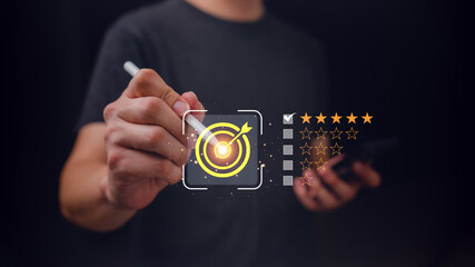 Business goal Concept to set standard of product and service, Create best customer satisfaction....