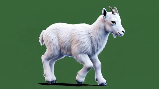 Walking Mountain Goat Animated Animal on Green Screen