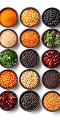 Naklejka premium Diverse Selection of Raw Beans for Food Photography and Dieticians Promoting Healthy Lifestyles
