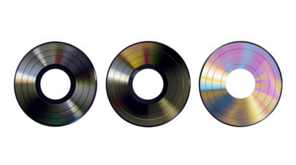 CD Discs on Transparent Background