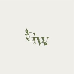 organic leaf logo bold initial concept letter luxury wedding monogram design GW