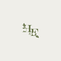 organic leaf logo bold initial concept letter luxury wedding monogram design HF