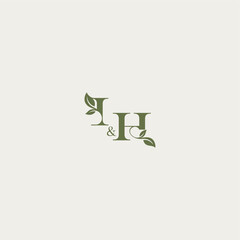 organic leaf logo bold initial concept letter luxury wedding monogram design IH