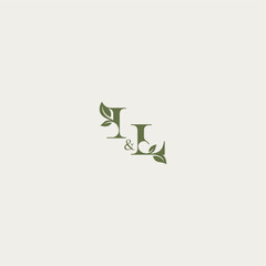 organic leaf logo bold initial concept letter luxury wedding monogram design IL