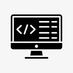Programming Code on Monitor Icon - Web Development Symbol