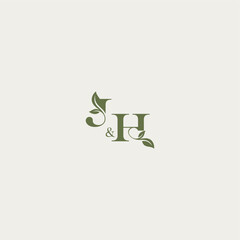 organic leaf logo bold initial concept letter luxury wedding monogram design JH