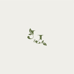 organic leaf logo bold initial concept letter luxury wedding monogram design JJ