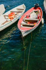 Obraz premium Lake Como landscape. Italy. Boats, mountains. Luxury. Wealth. rest